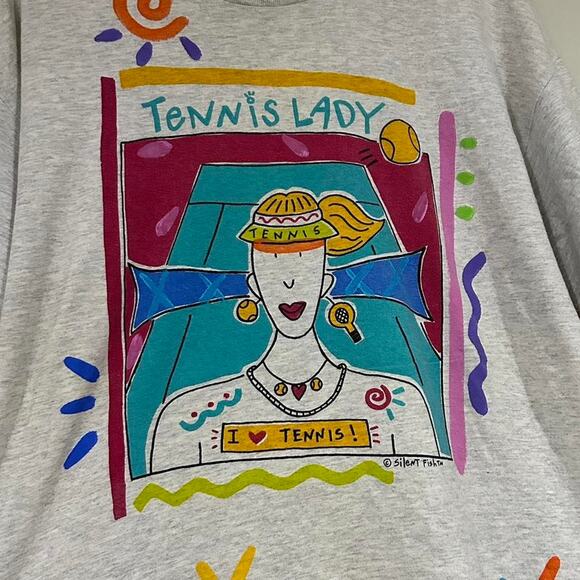 Vintage Women’s Tennis Lady Graphic Shirt - Picture 2 of 6